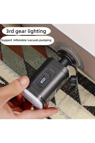 Boatshop1 Outdoor Kamp Elektrikli Şişirici Pompa Vakumlu Kompresyon Torbaları Hava Yatağı Kanepe Minderleri 5 Uçlu 1200mah 30w Siyah