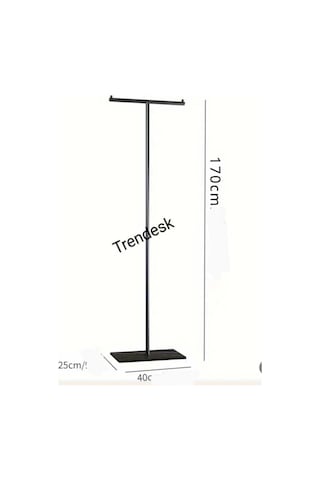 Metal T Siyah Ayaklı Askılık Elbise Askılık Siyah