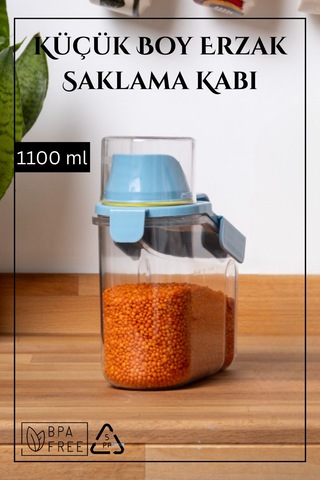 Contalı Sızdırmaz Erzak Saklama Kabı / 1100 Ml / Mavi - Tekli Mavi