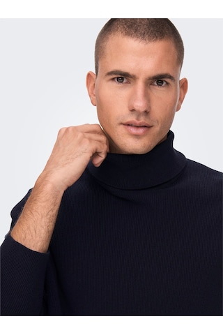 Only & Sons Onsphil Reg 12 Struc Roll Neck Knit Noos Erkek Mavi Kazak - 22023202