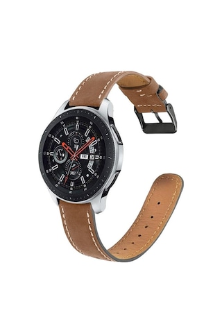 Samsung Uyumlu Galaxy Watch 3 45 Mm Deri Kordon Premium Dikişli Deri Kay