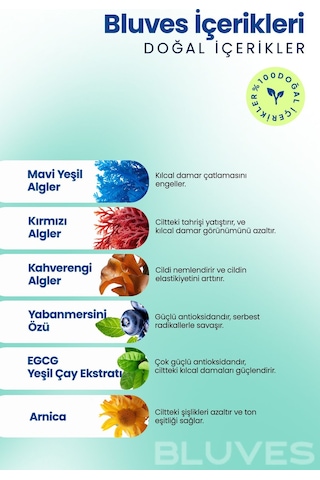 Bluves Kızarıklık ve Leke Karşıtı Cilt Tonu Eşitleyici Mavi Alg Serum 30 ML