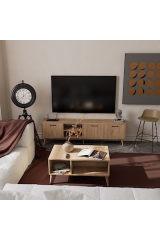 Mezza Set 1587-2076 Exxen 180 Cm Tv Ünitesi + Exxen Orta Sehpa - Sepet Rengi