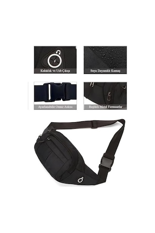 2As Av A Dos Siyah Unisex Suya Dayanıklı Çapraz Askılı Omuz Bel Çanta Günlük Yürüyüş Koşu Outdoor Çanta 341 Siyah