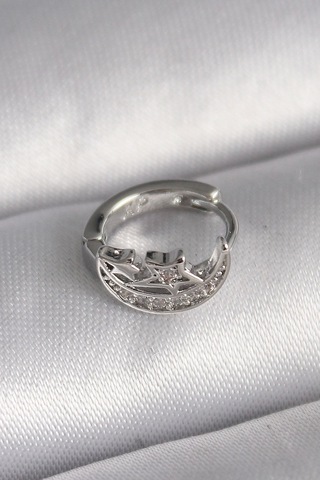 Ceylan Adam 316l Çelik Gümüş Renk Zirkon Taşlı Ay Yıldız Model Tragus Piercing Çok Renkli