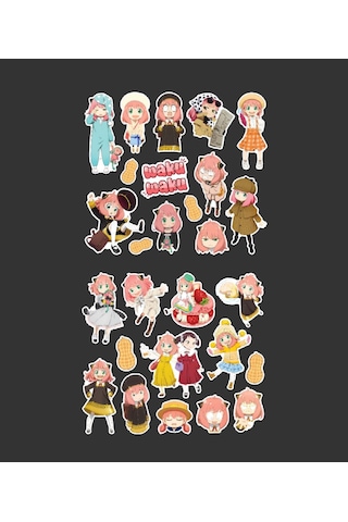 Anya-spyxfamily-2 Li Sticker Set Spy X Family Parlak Sticker Hediye Etiket Çıkartmaları Anime Süsleme Mor