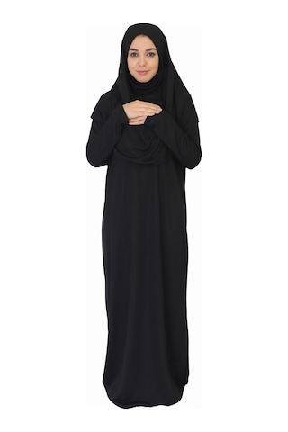 Siyah Fermuarsız Namaz Elbisesi Siyah