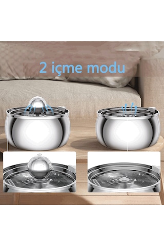 Econicword Kedi İçme Çeşmesi Paslanmaz Çelik Evcil Köpek 4l Wf3