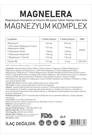 Magnelera Magnezyum Komplex 30 Tablet