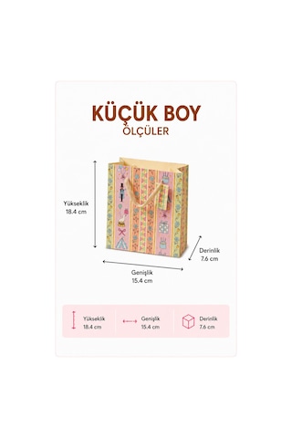 10 Adet 15.4 X 18.4 X 7.6 Cm - Pastel Parti Temalı Desenli Küçük Boy Karton Hediye Çantası 3+