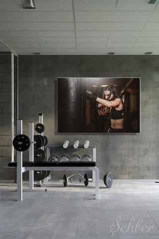 Dekoratif Yatay Kanvas Tablo Tekli Spor Salonu Fitness Eğitimi Egzersiz Kadın Boks Antremanı 1334