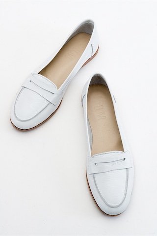 Luvishoes F02 Beyaz Cilt Kadın Babet Beyaz