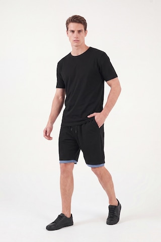 Buratti Oysho Kumaş Çift Katmanlı Paça Detaylı Bağlamalı Short Erkek Short 5908091 Siyah