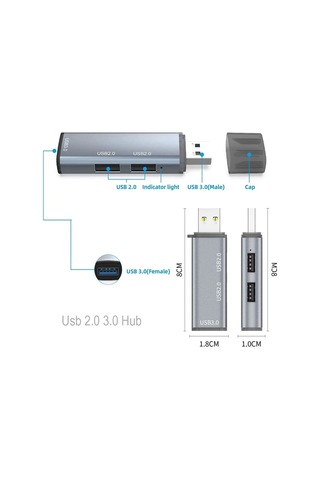 Usb Adaptör Hub - 1 X Usb 3.0 + 2 X Usb 2.0 Çoklayıcı Hub