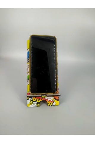 Ahşap Telefon Tutucu Masaüstü Cep Telefonu Standı - Chainsaw Man Denji Makima Hızlı Şarj Çok Renkli