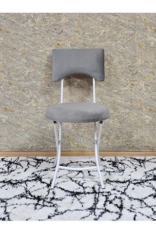 Beyaz Boyalı Katlanır Tabure - Kamp Sandalyesi - Sandalye - Mutfa Çok Renki