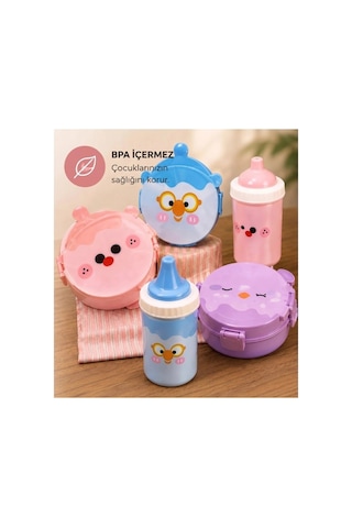 Özel Üretim Okul Kreş Çocuk Lunch Box Beslenme Ve Yemek Seti - Sızdırmaz Mataralı - 3 Bölmeli Kap Diğer