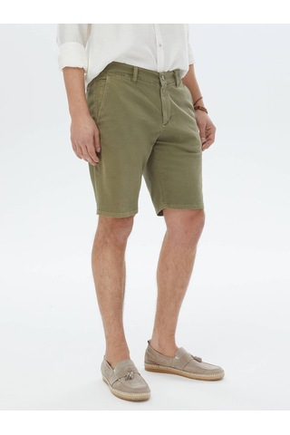 Kip Haki Dokuma Slim Fit Casual Pamuk Karışımlı Bermuda Çok Renkli