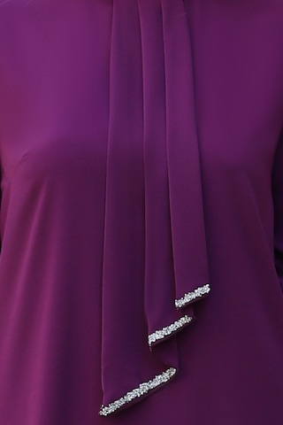 Işıltı Taş Detaylı Büyük Beden Tesettür Takım Mor