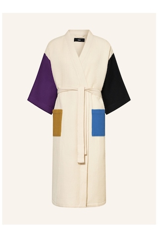 Unisex Kimono Waffle 125 Cm Şal Yaka Çift Halkalı Kemerli Mor