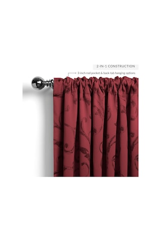 Elrene Home Fashions Mia Jakarlı Kaydırmalı Karartma Pencere Perdesi, 52" X 95" 1 Panel , Kırmızı