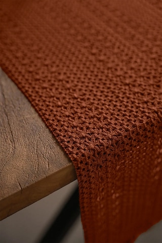 Pamuk Dantel Runner 35x145 Cm Masa Örtüsü Kiremit