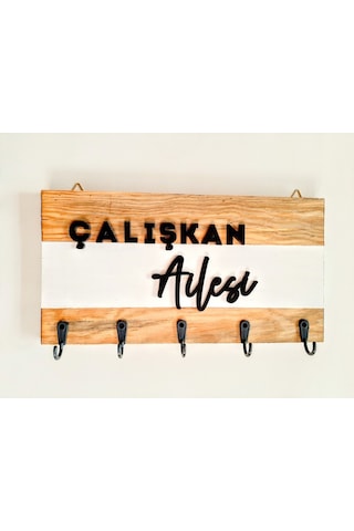 Psacraft Masif Ahşap Anahtar Askısı İsme Özel 26 X 13 Cm Kahverengi