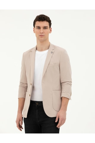 Pierre Cardin Bej Esnek Fit Blazer Ceket