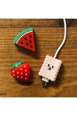 Sevimli Silikon Koruyucu İphone Uyumlu Samsung Huawei Kablo Koruyucu - Şarj Aleti Kulaklık Için 4'lü Set