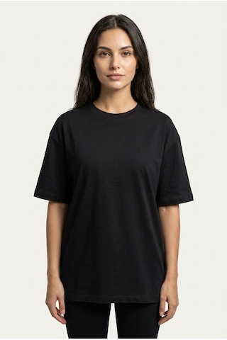 Black Nova Oversize Baskılı Unisex %100 Pamuk T-shirt Ride Fast Siyah