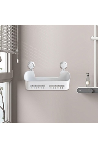 Homyl Depolama Sepeti Duş Rafı Drenaj Delikli Çok Fonksiyonlu Beyaz