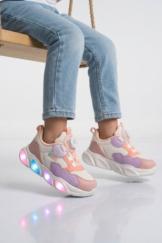 Cool Somon Misina Bağcıklı Işıklı Fileli Hafif Erkek Çocuk Spor Ayakkabı Leon P