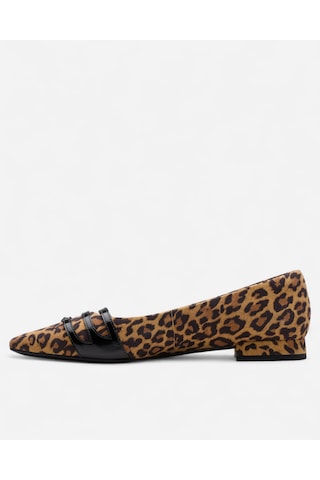 Clarks Sensa15 Strap Leopard Suede Kadın Kahverengi Babet 26183127 Kahverengi