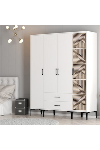 Variant Kumsal 4 Kapılı Stp Gardrop - Beyaz / Beyaz