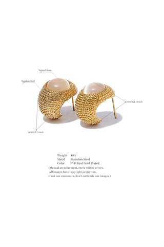 Bej Eetit Vintage Yeşil Mavi Beyaz Kedi Gözü Taş Paslanmaz Çelik C Şekli Geometrik Moda Küpe Altın Renk Moda Takı Hediye Çok Renkli