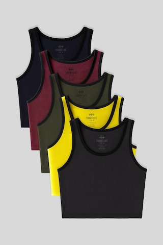 Basic U Yaka 5li Paket Kadın Crop Top Atlet - 97162 Haki