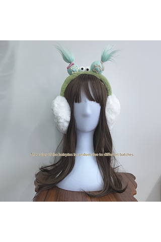 Elmpaly Yeşil Kadın Kışlık Sevimli Tüylü Kulaklık Sıcak Rüzgar Geçirmez Kulak Koruyucu