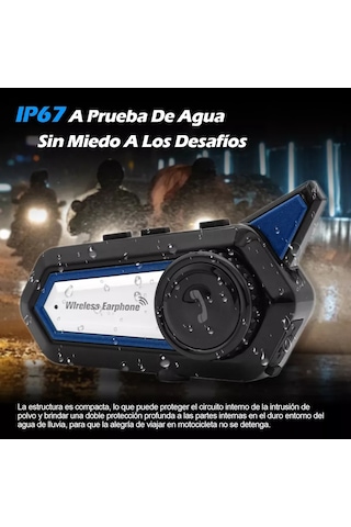 Yaozixa Motosiklet Kaskı Bluetooth Kulaklığı, Ses Kontrol Ve Konuşma Fonksiyonu, 1000mah Pil, Su Geçirmez, Bluetooth 5.0