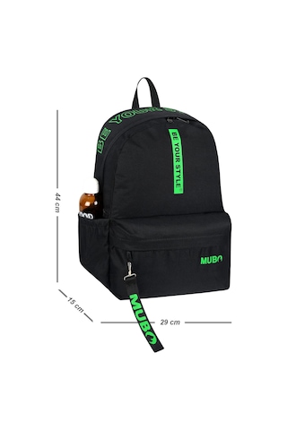 Geniş Hacimli Günlük Ve Okul Kullanımına Uygun Unisex Siyah Yeşil Sırt Çantası Pwcnt005 Siyah Yeşil