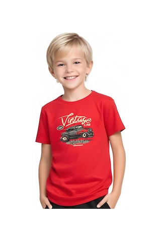Fyk Kids Erkek Çocuk Yuvarlak Yaka Baskılı T-shirt Kırmızı