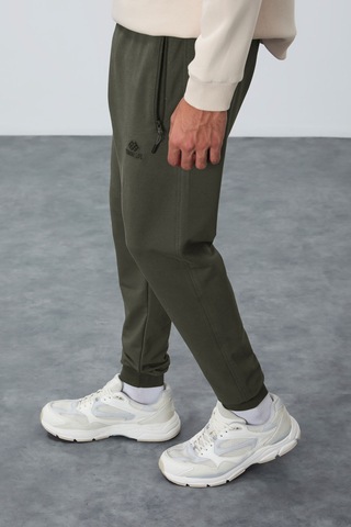 Tommy Life Haki Fermuar Cepli Standart Kalıp Jogger Erkek Eşofman Alt - 84651 Haki