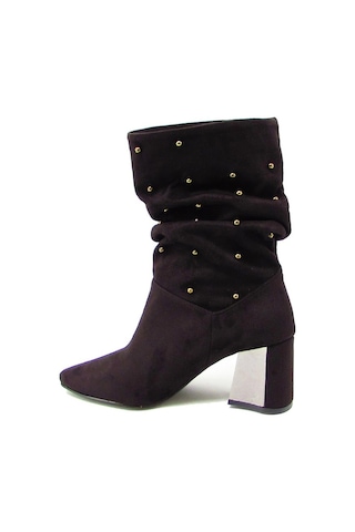 Kanuga Rjb7481 Siyah Süet Kadın Sivri Burun Araboy Çizme Siyah Süet Siyah