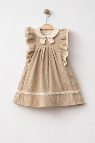 Baby Corner Bebe Yaka Kız Bebek Elbise Kahverengi