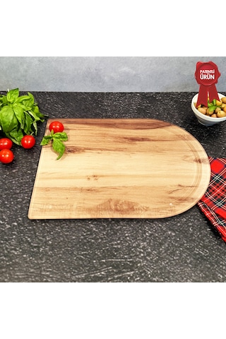 Kanallı Cam Kesme Tahtası - Yeni Ahşap - Kenarı Oval - 25x35cm