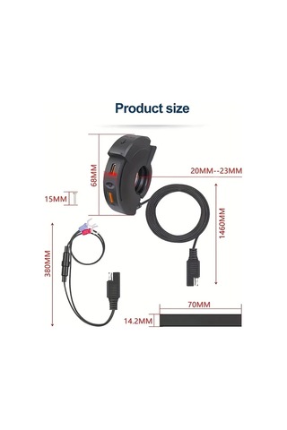 Boatshop1 Hyd01 12v Motosiklet Usb Hızlı Şarj Cihazı C Tip Telefon Portu Soket Adaptörü