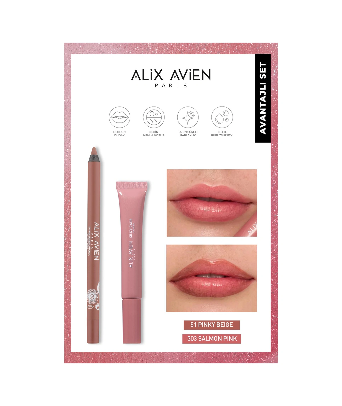 Alix Avien Uzun Süre Kalıcı Suya Dayanıklı Dudak Nemlendiricili Dolgunlaştırıcı Lipgloss Ve Lipliner Seti 04
