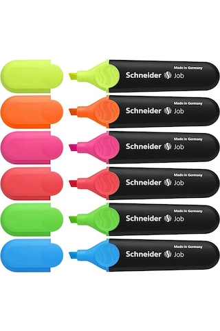 Schneider Neon Canlı Renk Fosforlu Kalem 6'lı Set Çok Renkli