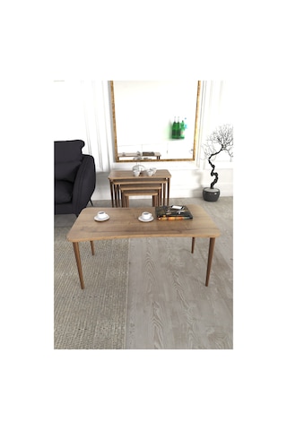 Aleyna 5li Orta Sehpa ve Zigon Sehpa Ahşap Ayaklı Sehpa – Ceviz