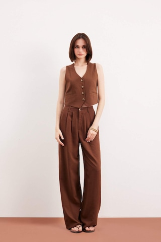 DeFacto Wide Leg Fermuarlı Normal Bel Standart Boy Geniş Paça Keten Karışımlı Palazzo Pantolon E6210AX25SPBN254