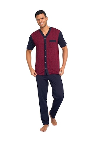 Kly Jakarlı Kısa Kol Önden Düğmeli Gömlek Erkek Pijama Takım 001